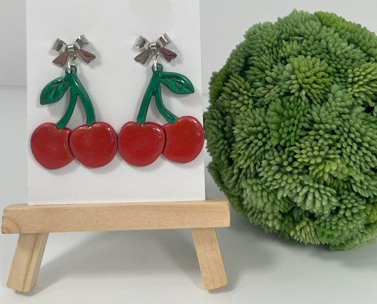 Dainty Bow Cherry Drop (Gold or Silver)