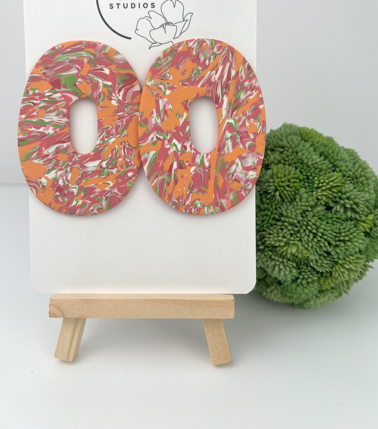 Orange Sherbert Organic Donut Statement Stud