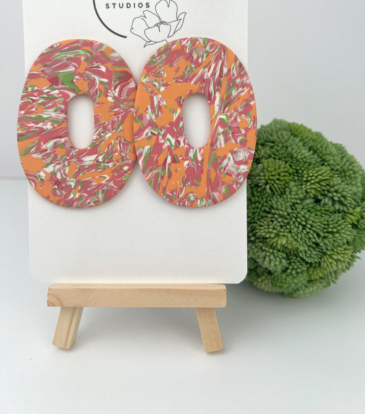 Orange Sherbert Organic Donut Statement Stud
